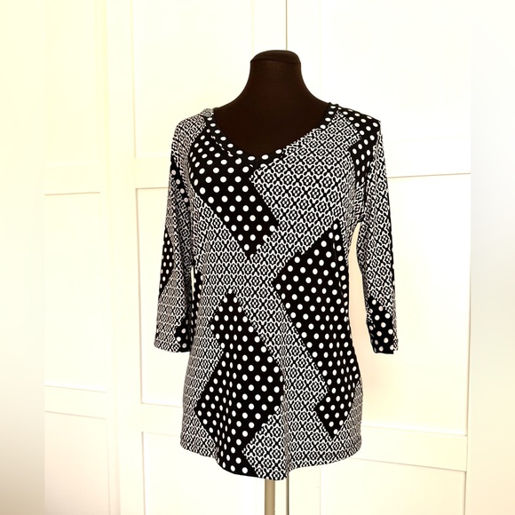 Jostar Colorblock 3/4 Sleeves Stretch Travel Knit Top Tunic - Picture 2 of 7